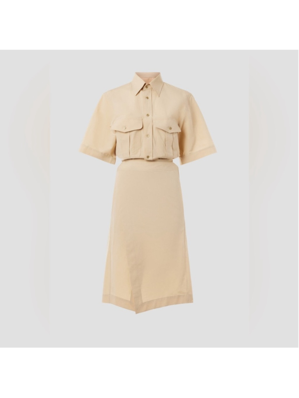 Petar Petrov Revenge Dress Resort 2024 Cotton Linen Tan Midi Sz 8 - Picture 2 of 16